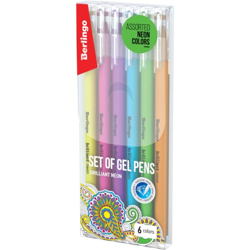 Brilantné neónové gélové pero 0,8 mm, 6 farieb