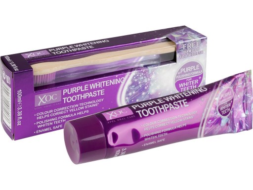Bieliaca zubná pasta PURPLE + Bamboo Toothbrush z Anglicka 100ml