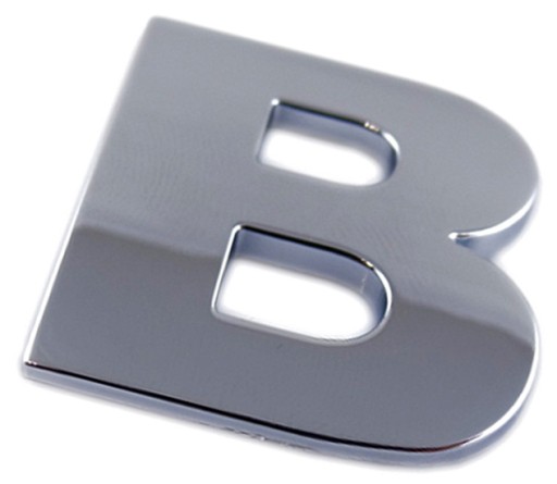 ZNAK PÍSMENO CHROMOVANÉ PÍSMENO B B VEĽKÉ 5,6 cm E5F43