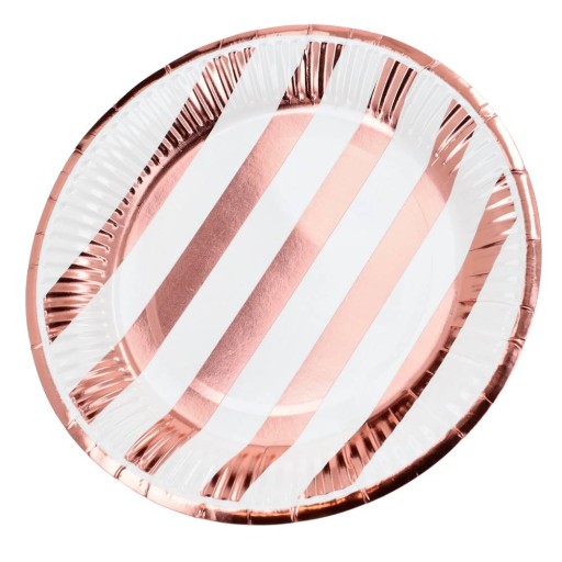 Jednorazové papierové taniere Rose Gold riad na narodeniny sliepky