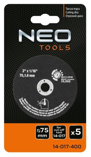 NEO Rezný kotúč 75mm pre pneumatické brúsky, sada 5 ks