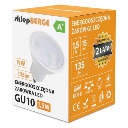 Led žiarovka GU10 1,5W = 15W 135lm 3 FARBY BERGE