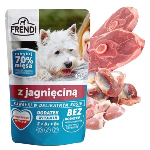 FRENDI Lamb vlhké krmivo pre psov vrecúško 100g