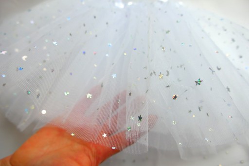 # TYLOVÁ SUKŇA TUTU SUKŇA 30cm BIELA s HVIEZDAMI