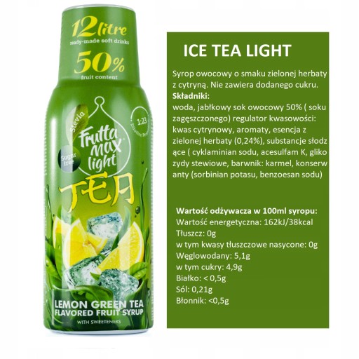 Fruttamax Ice Tea Lemon Light sirup 500 ml do sódy CO2 BEZ CUKRU