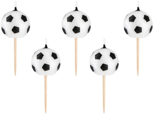 Narodeninové sviečky na futbalovú futbalovú tortu, 5 kusov, 3D guľaté