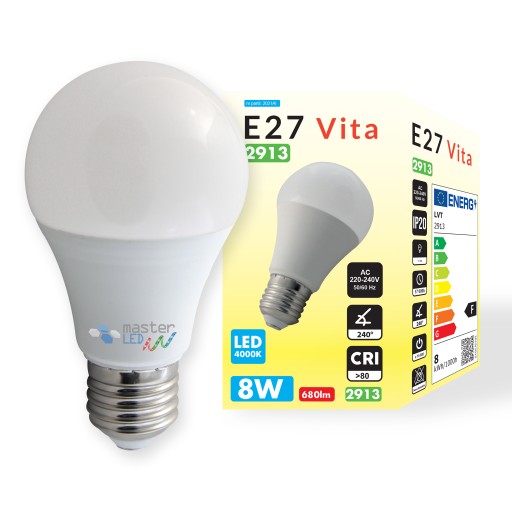 E27 LED žiarovka 2835 SMD 800lm 8W guľa A60 230V Neutral Biela