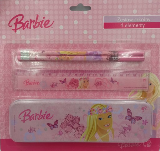 BARBIE ŠKOLSKÝ SET 4 POMÔCKY KRABIČKA A ceruzky