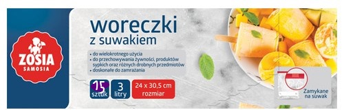 TAŠKY Sáčky na potraviny na zips Zosia samosia 24 x 30,5 cm 15 ks 3l