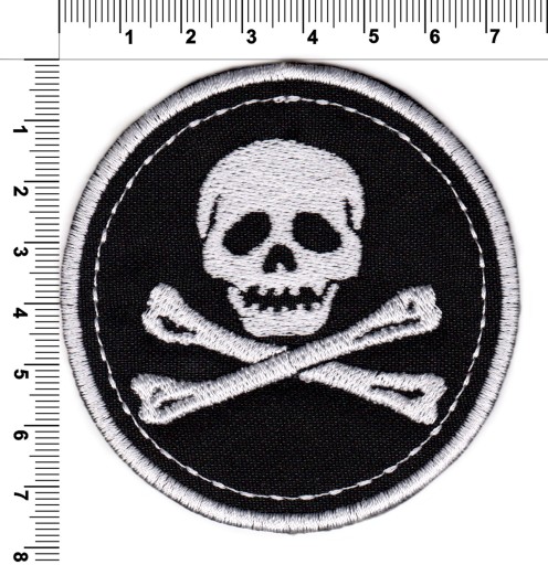 Termoadhézna nášivka na vyšívanie SKULL IN A CIRCLE