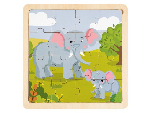 DREVENÉ PUZZLE VZDELÁVACIE BLOKY PRE DETI SLONÍCI 3+