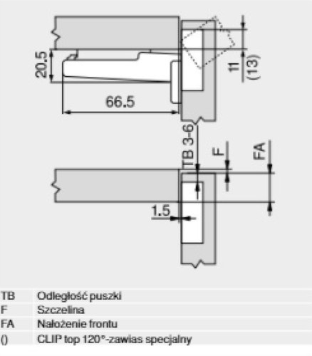 Aventos HF horný záves BLUM 70T5550 TIP-ON