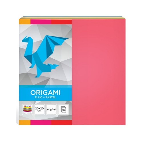 INTERDRUK origami papier pastel + fluo 20x20cm 100 listov. 10 DIY farieb