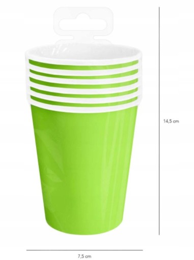 Poháre papierové poháre 250 ml 6 ks zelené jednorázové narodeniny jeden rok starý