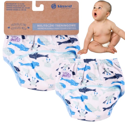 Nohavičky Nohavičky Tréningové plienky XL 14-17kg BAVLNA 100% WHALES