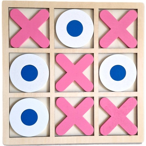TIC-TAC-TOE LOGICKÁ HRA DREVENÁ VEĽKÁ DOSKA 30x30 CM PRE DETI