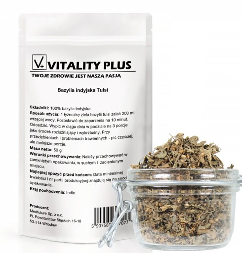 Indická bazalka Tulsi, sušený rez, natural, 50g