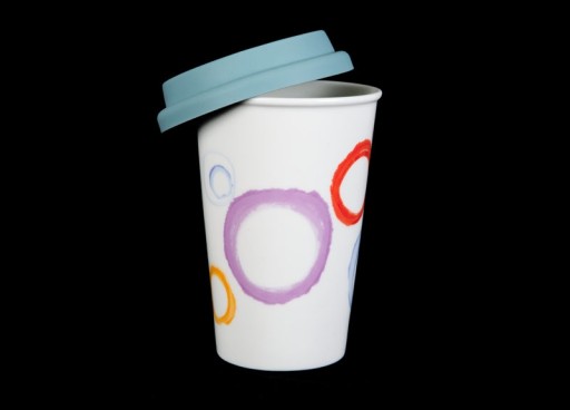 Porcelánový hrnček 400ml Circles, modrý obal