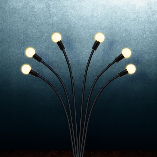 Solárna lampa, čierna, 6xLED, gule, teplá biela, 70 cm