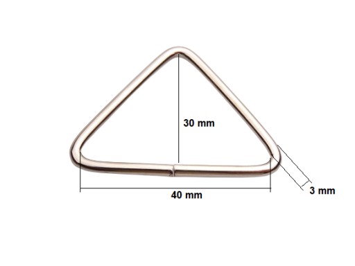 Kožený rámový trojuholník 40 / 30 / 3 mm strieborný, 1 kus