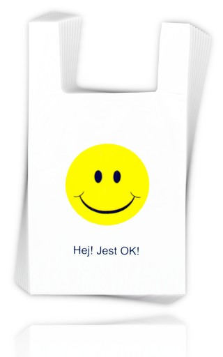 FÓLIOVÉ TAŠKY HEJ JE TO OK TAŠKY 28X50CM 100 ks SMILES HRUBÉ DISKY