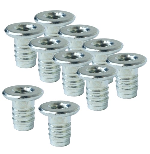 10x Náboj na nabíjanie M8 x 16 mm s nákružkom na prírodné drevo, biely pozink