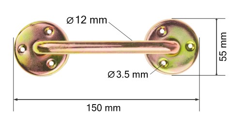 Závora dverí, kovová kľučka, 150 mm