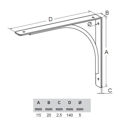 Podpera police Granat 115x140mm ECLISSE