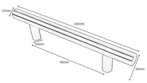 Nábytkové madlo zábradlie Silver INOX AZUREA madlo zásuvkovej skrinky 96mm