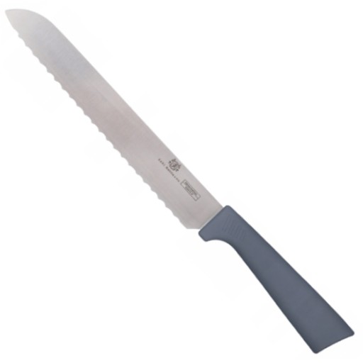KUCHYŇSKÝ NÔŽ NA CHLIEB, OSTRÝ, 20cm, NEREZ, ŠEDÁ RÚČKA