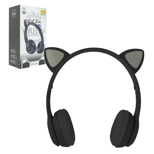 SLÚCHADLÁ PRE DETI BLUETOOTH LED RGB MAČACIE UŠI