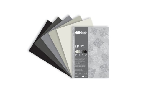 Deco Grey blok A4, 170g, 20 listov, 5 farieb, odtiene sivej