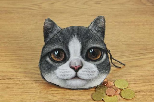 kabelka na mince MAČKA PEŇAŽENKA S UŠAMI 3D darček