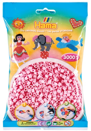 Svetlo RUŽOVÉ pastelové korálky 3000 HAMA 201-95