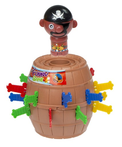 Arkádová hra Crazy Pirate in a Barrel Poke the Pirate 9 x 9 x 12,5 cm