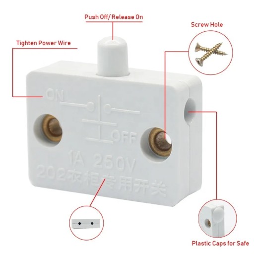 Dverový koncový spínač 1A/250V biely