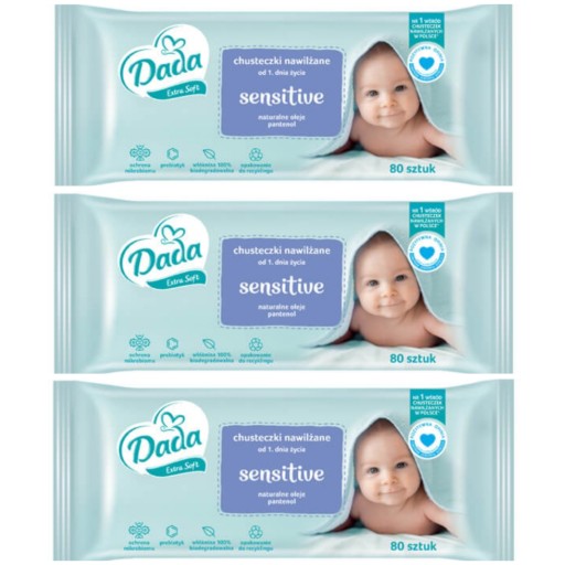 Dada Extra Soft Sensitive vlhčené obrúsky 3x80 ks.