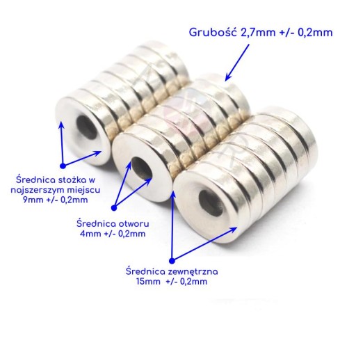 Neodymový magnet 15 x 3 mm s otvorom Strong 5 ks