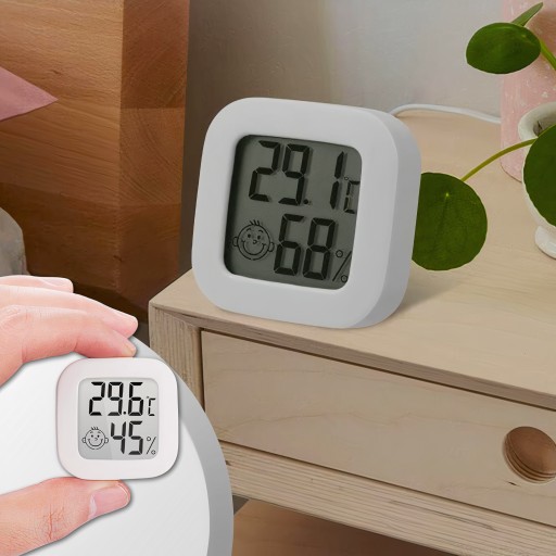 ELEKTRONICKÝ PRIESTOROVÝ TEPLOMER DIGITÁLNY vlhkomer METEOSTANICA + BATÉRIA