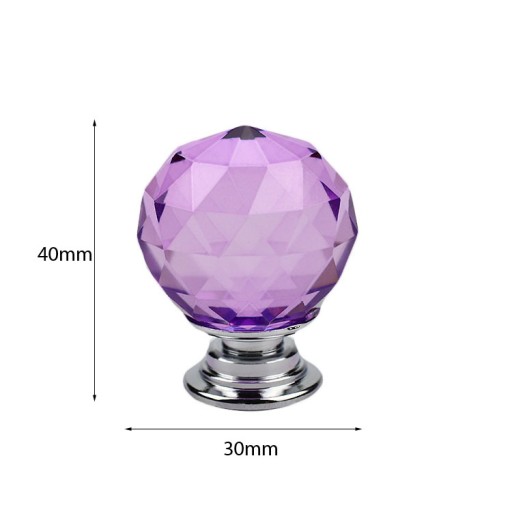 KRIŠTÁĽOVÝ NÁBYTOK Úchytka 30mm FIALOVÝ CRYSTAL glamour