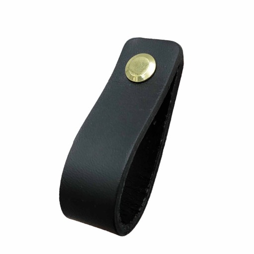 Gombík, Kožená nábytková kľučka L-118 mm 2v1 čierna