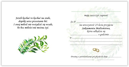 POZVÁNKY NA 25. VÝROČIE SVADBY BEZ CIRKEVNEJ SVADBY