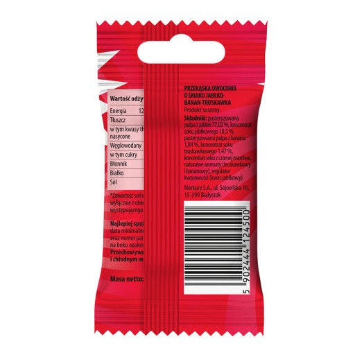 Jablkovo-banánovo-jahodový slimák prúžky snack 15g