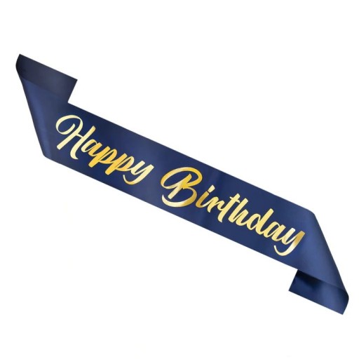 Happy Birthday Birthday Sashe, tmavomodrá a zlatá