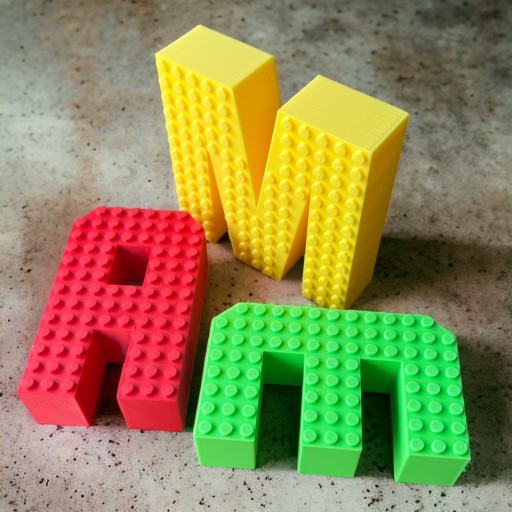 KAJAWIS LETTER 3D Stojace písmená XL v dekorácii miestnosti v štýle LEGO ECO NAME