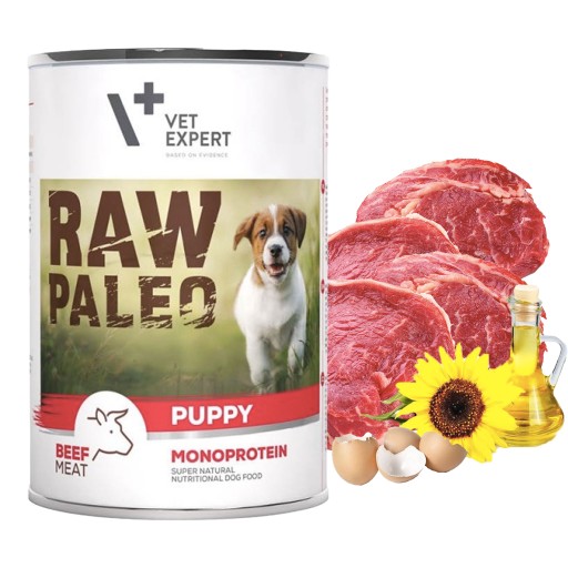 RAW PALEO PUPPY Mokré krmivo pre psov Mono Beef 400g