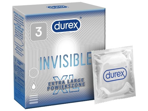 Neviditeľné zväčšené kondómy Durex 3 ks.
