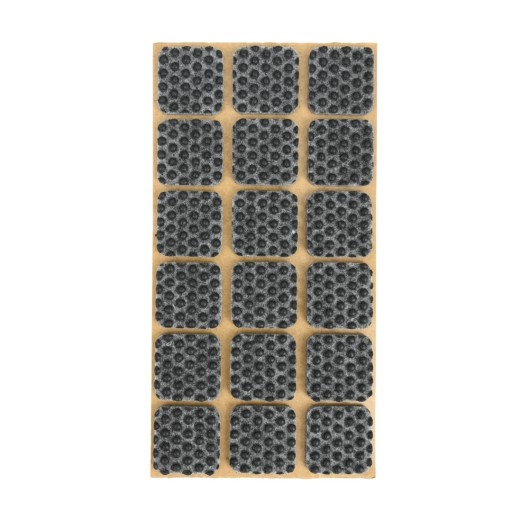 Protišmykové plstené podložky pod nábytok, šedé stoličky, 25x25mm, 18 ks