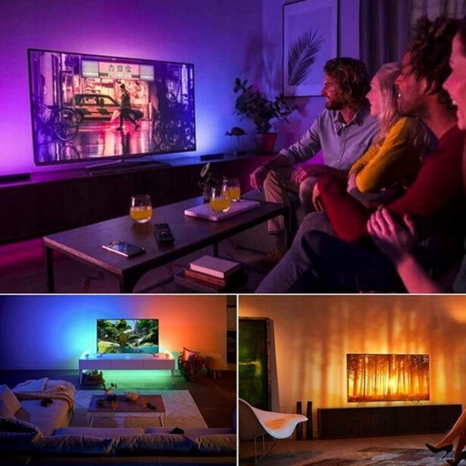RGB LED PÚH USB S DIAĽKOVÝM 5V FAREBNÝM LED TV PODSVETĽENÍM TV 2M + DIAĽKOVÉ