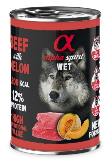 Alpha Spirit kompletné mokré krmivo pre psov HOVÄDZIE S MELÓNOM 400g